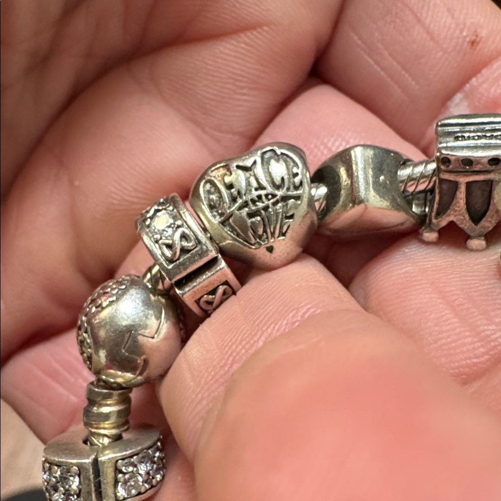 Pandora Charm Bracelet Sterling Silver with 10 charms - Picture 13 of 17